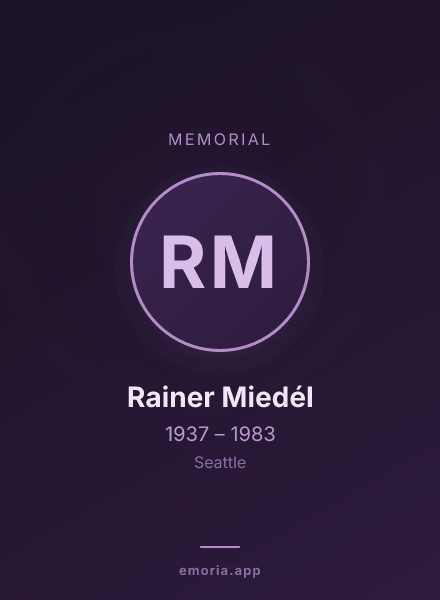 Memorial portrait of Rainer Miedél
