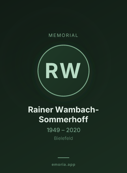 Memorial portrait of Rainer Wambach-Sommerhoff