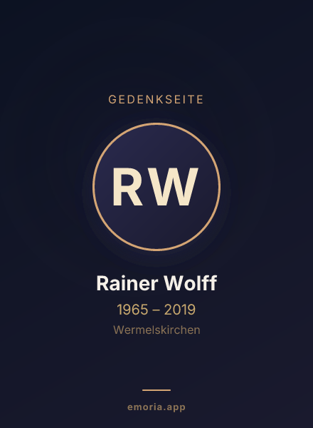 Gedenkportrait von Rainer Wolff