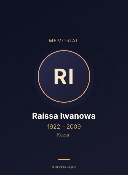 Memorial portrait of Raissa Iwanowa