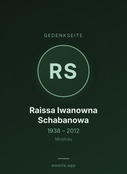 Gedenkportrait von Raissa Iwanowna Schabanowa