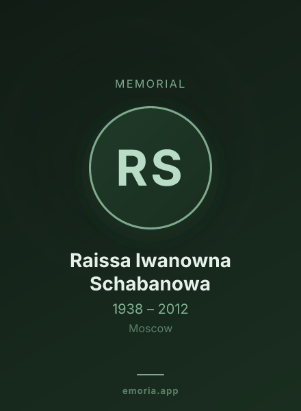 Memorial portrait of Raissa Iwanowna Schabanowa