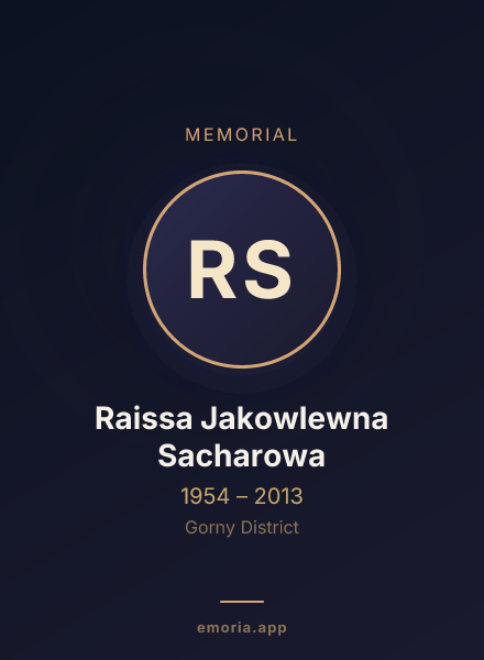 Memorial portrait of Raissa Jakowlewna Sacharowa