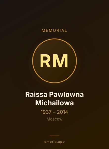 Memorial portrait of Raissa Pawlowna Michailowa