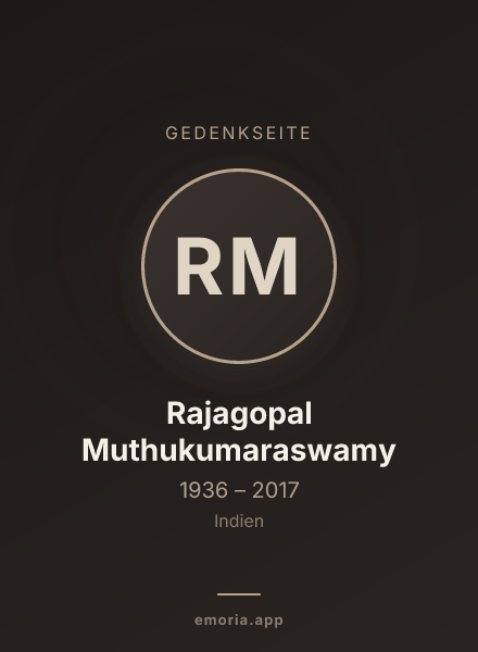 Gedenkportrait von Rajagopal Muthukumaraswamy