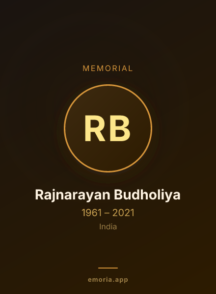 Memorial portrait of Rajnarayan Budholiya