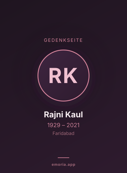 Gedenkportrait von Rajni Kaul