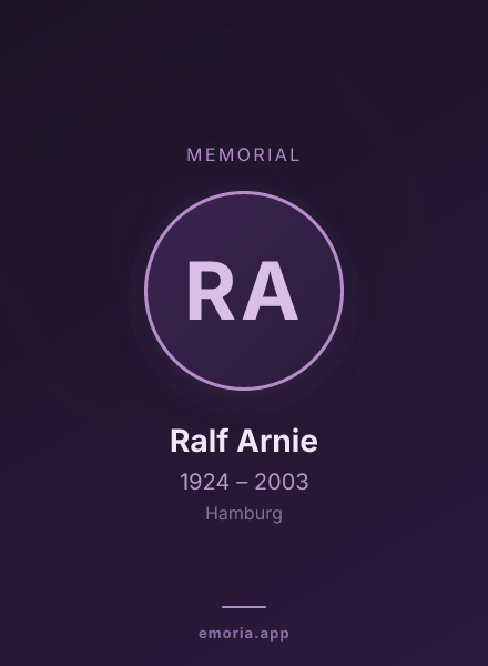 Memorial portrait of Ralf Arnie