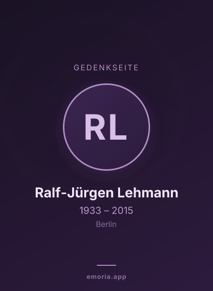 Gedenkportrait von Ralf-Jürgen Lehmann