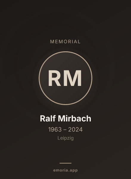 Memorial portrait of Ralf Mirbach