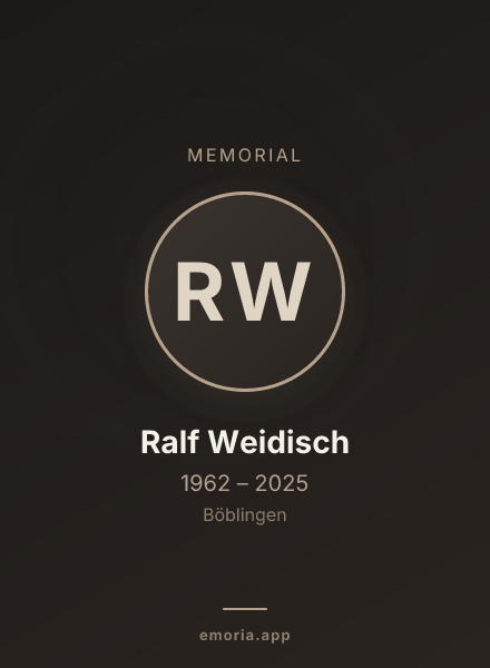 Memorial portrait of Ralf Weidisch