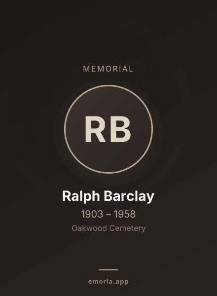 Memorial portrait of Ralph Barclay