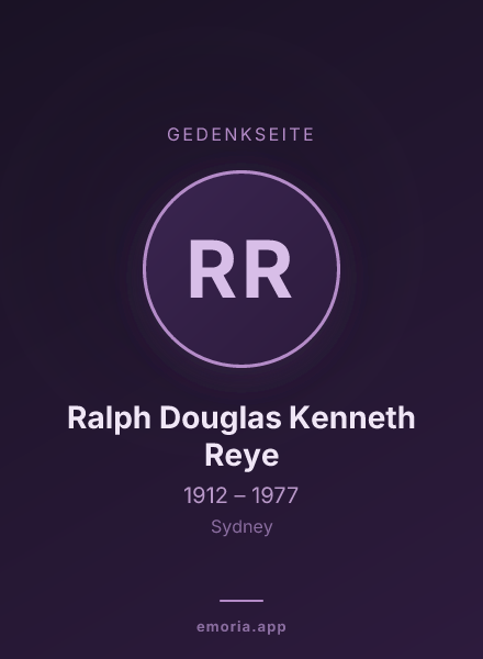 Gedenkportrait von Ralph Douglas Kenneth Reye