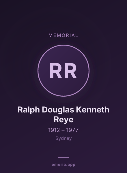 Memorial portrait of Ralph Douglas Kenneth Reye