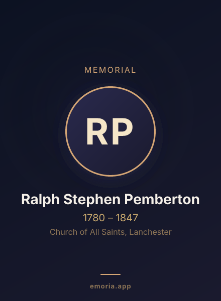 Memorial portrait of Ralph Stephen Pemberton