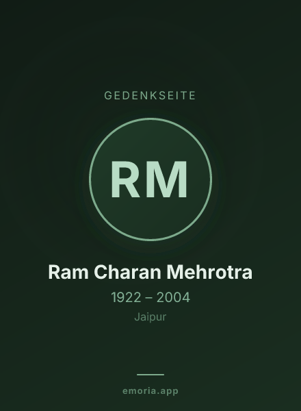 Gedenkportrait von Ram Charan Mehrotra