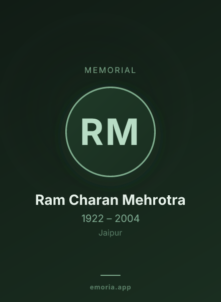 Memorial portrait of Ram Charan Mehrotra