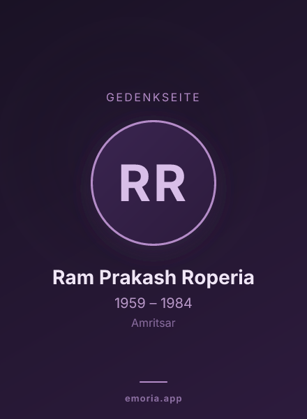 Gedenkportrait von Ram Prakash Roperia