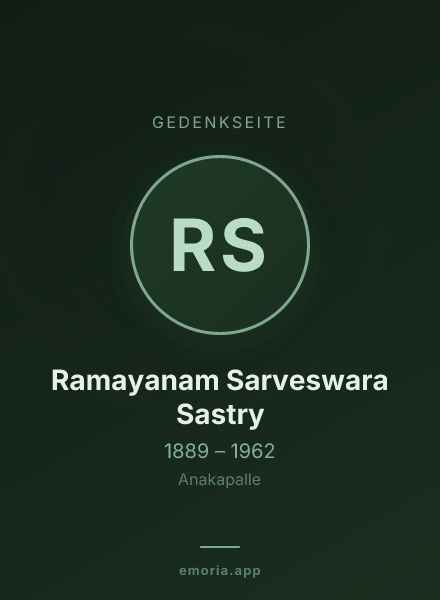 Gedenkportrait von Ramayanam Sarveswara Sastry
