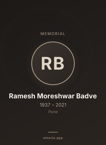 Memorial portrait of Ramesh Moreshwar Badve