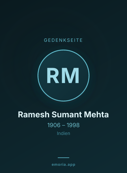 Gedenkportrait von Ramesh Sumant Mehta