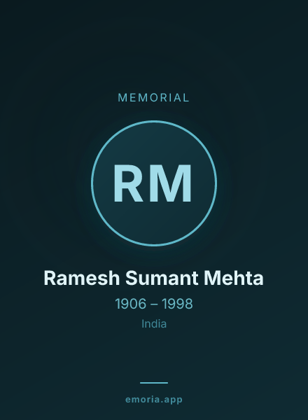 Memorial portrait of Ramesh Sumant Mehta