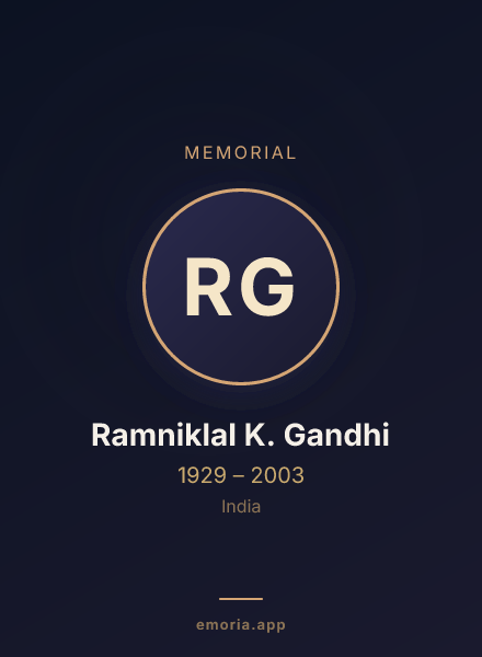 Memorial portrait of Ramniklal K. Gandhi