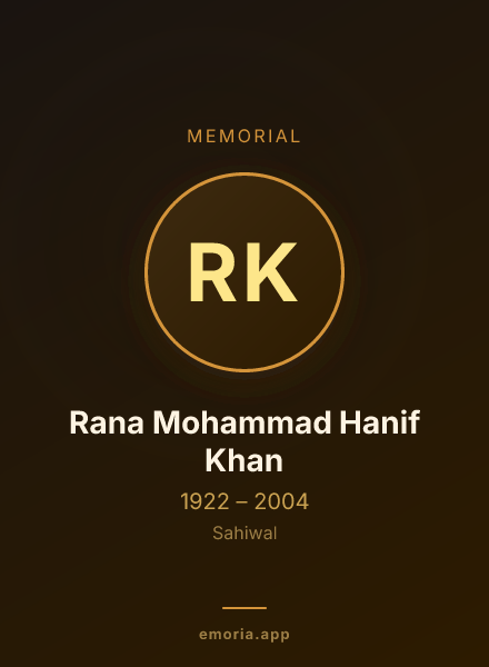 Memorial portrait of Rana Mohammad Hanif Khan