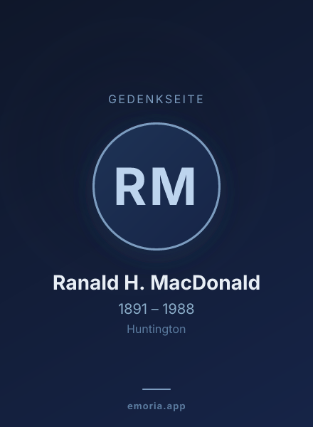 Gedenkportrait von Ranald H. MacDonald