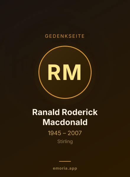 Gedenkportrait von Ranald Roderick Macdonald