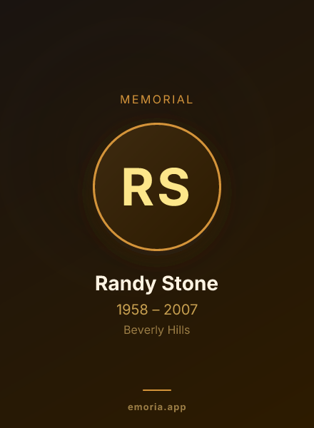 Memorial portrait of Randy Stone