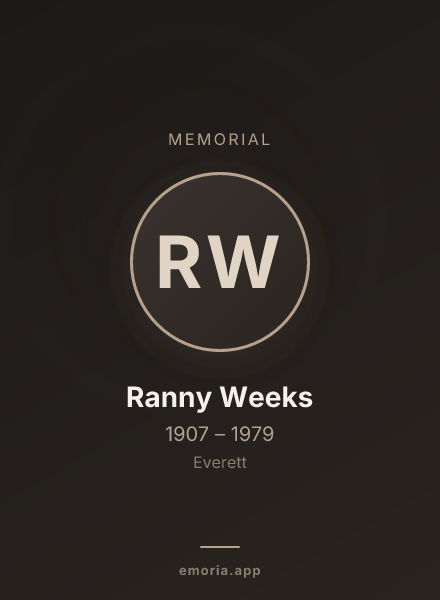 Memorial portrait of Ranny Weeks