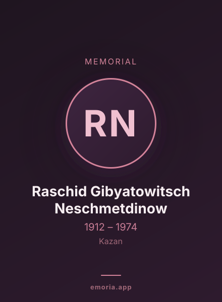 Memorial portrait of Raschid Gibyatowitsch Neschmetdinow