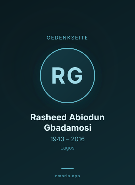 Gedenkportrait von Rasheed Abiodun Gbadamosi