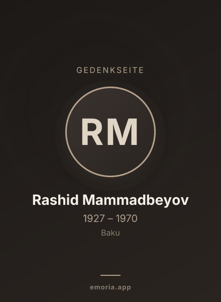 Gedenkportrait von Rashid Mammadbeyov