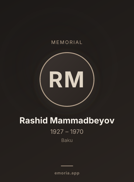 Memorial portrait of Rashid Mammadbeyov