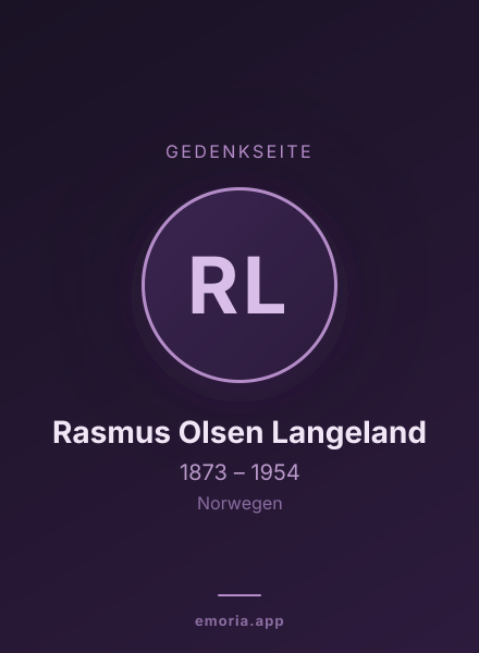 Gedenkportrait von Rasmus Olsen Langeland