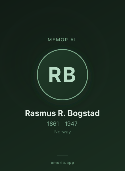 Memorial portrait of Rasmus R. Bogstad