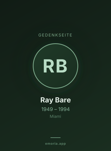 Gedenkportrait von Ray Bare