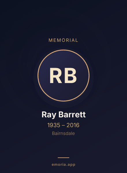 Memorial portrait of Ray Barrett