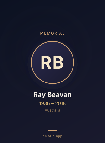 Memorial portrait of Ray Beavan