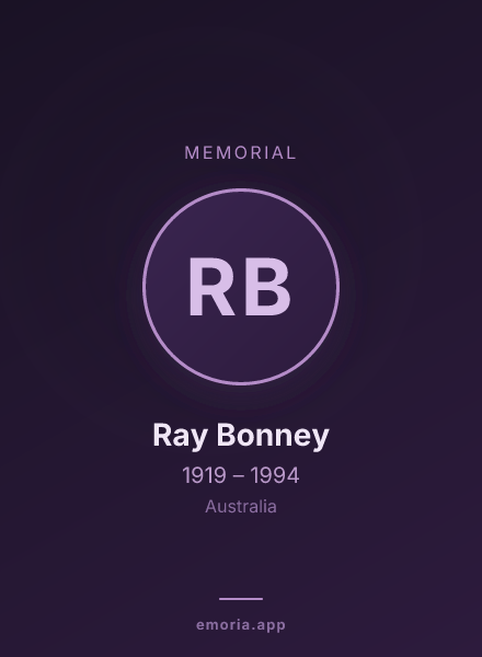Memorial portrait of Ray Bonney