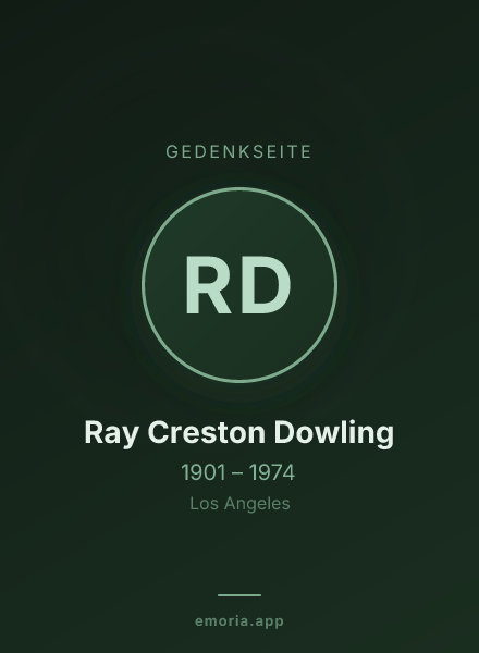 Gedenkportrait von Ray Creston Dowling