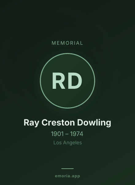 Memorial portrait of Ray Creston Dowling