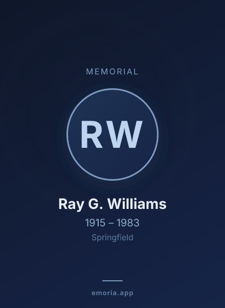 Memorial portrait of Ray G. Williams