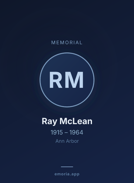 Memorial portrait of Ray McLean