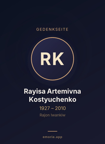 Gedenkportrait von Rayisa Artemivna Kostyuchenko