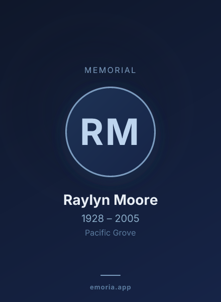 Memorial portrait of Raylyn Moore