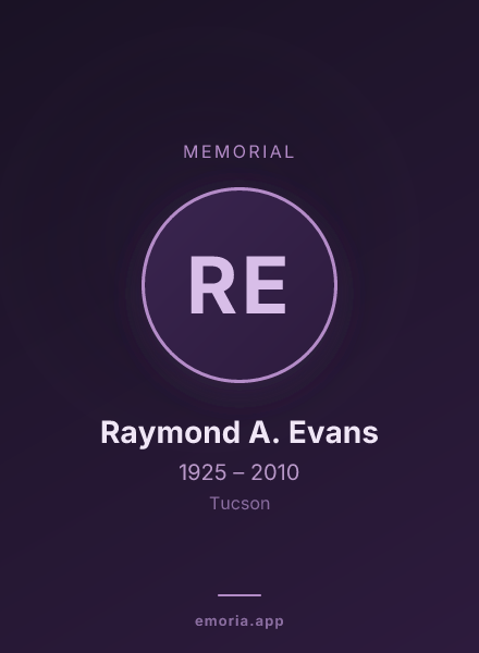Memorial portrait of Raymond A. Evans