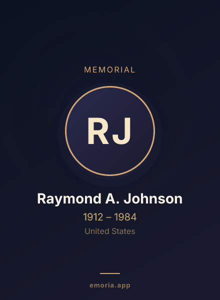 Memorial portrait of Raymond A. Johnson